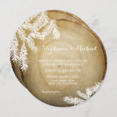 ウッドランドフォレストセンターカットウッドツリートランク結婚ズ 招待状 (正面/裏面)