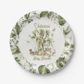 ウッドランドフォレストツリークレードル動物の赤ちゃんシャワー ペーパープレート (正面)