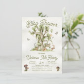 ウッドランドフォレストツリークレードル動物の赤ちゃんシャワー 招待状 (スタンド正面)