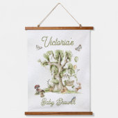 ウッドランドフォレストツリークレードル動物ベビーシャワーTa 吊り下げ型タペストリー (正面)