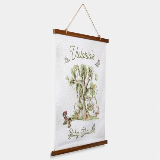 ウッドランドフォレストツリークレードル動物ベビーシャワーTa 吊り下げ型タペストリー (傾斜あり)