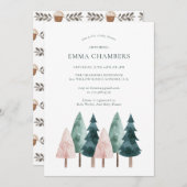 ウッドランドフォレストツリーズベビーシャワー招待状 招待状 (正面/裏面)