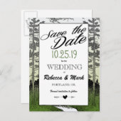 ウッドランドフォレストツリーズマウンテン日付を保存 案内ポストカード (正面/裏面)