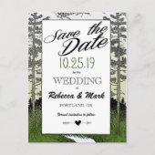 ウッドランドフォレストツリーズマウンテン日付を保存 案内ポストカード (正面)