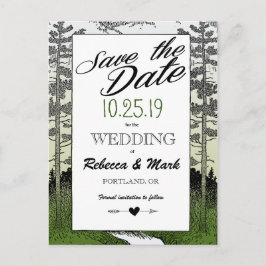 ウッドランドフォレストツリーズマウンテン日付を保存 案内ポストカード