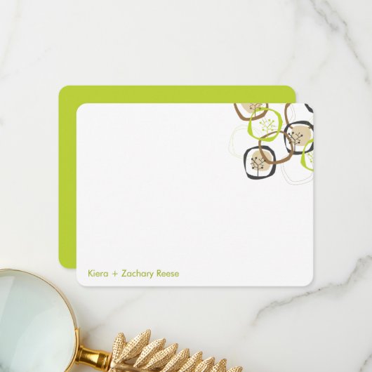 ウッドランドフォレストツリーズリングや輪サマー/春の結婚式 サンキューカード (正面/裏面インサイチュ)