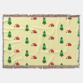 ウッドランドフォレストツリーパターンコージー自然デザイン スローブランケット