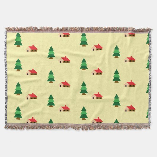 ウッドランドフォレストツリーパターンコージー自然デザイン スローブランケット (正面)