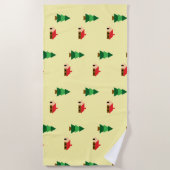 ウッドランドフォレストツリーパターンコージー自然デザイン ビーチタオル (正面)