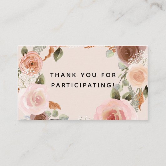 ウッドランドフォレストディアベアフローラ赤ちゃんシャワー本 名刺 (裏面)