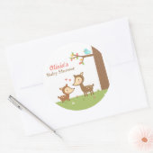 ウッドランドフォレストディアベビーシャワーパーティーラベル ラウンドシール (封筒)