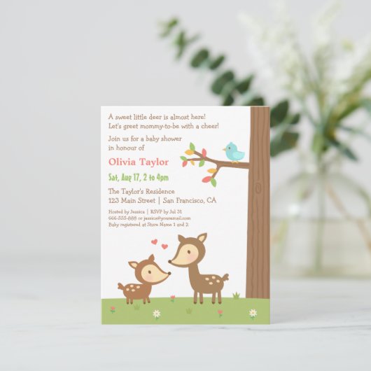 ウッドランドフォレストディアベビーシャワー招待状 招待状 (スタンド正面)