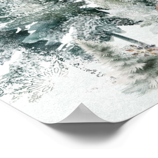 ウッドランドフォレストディアーウィンターベイビーシャワーへようこそ ポスター (角)