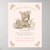 ウッドランドフォレストディアーマベビーガールシャワーウェルカム ポスター (正面)