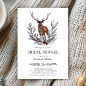 ウッドランドフォレストディアーQRコードフォトブライダルシャワー 招待状