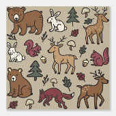 ウッドランドフォレストドードルアニマルズタン 壁紙 (正面)