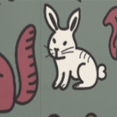 ウッドランドフォレストドードル動物グリーン 壁紙 (縫い目)