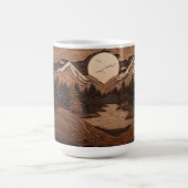 ウッドランドフォレストナイトシーンマググ | 彫刻された松の木 コーヒーマグカップ (中央)