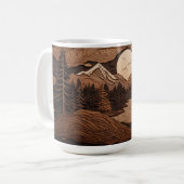 ウッドランドフォレストナイトシーンマググ | 彫刻された松の木 コーヒーマグカップ (正面左)