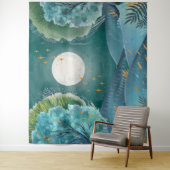 ウッドランドフォレストナイトフルムーンランドスケープマウンテン タペストリー (インサイチュ)