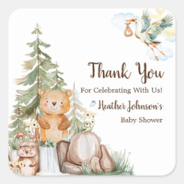 ウッドランドフォレストニュートラル赤ちゃんシャワー スクエアシール