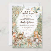 ウッドランドフォレストニュートラル赤ちゃんシャワー 招待状 (正面)