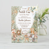 ウッドランドフォレストニュートラル赤ちゃんシャワー 招待状 (スタンド正面)