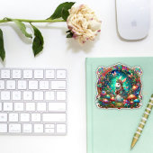 ウッドランドフォレストバニーカラフルアールヌーボーイースター シール