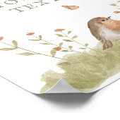 ウッドランドフォレストバードベビーシャワーカスタム文字 ポスター (角)