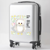 ウッドランドフォレストフクロウの水色は賢い子供部屋 シール (スーツケース)