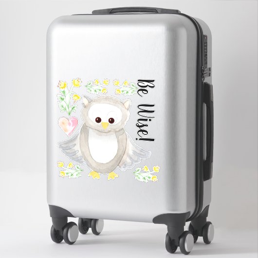 ウッドランドフォレストフクロウの水色は賢い子供部屋 シール (スーツケース)