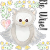 ウッドランドフォレストフクロウの水色は賢い子供部屋 シール (正面)