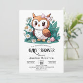 ウッドランドフォレストフクロウ赤ちゃんシャワー 招待状 (スタンド正面)