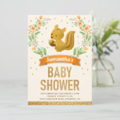 ウッドランドフォレストフローラかわいいリスの赤ちゃんシャワー 招待状 (スタンド正面)