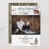 ウッドランドフォレストベアとフォトメリークリスマス シーズンカード (正面/裏面)