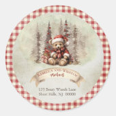 ウッドランドフォレストベアホリデイ差出人住所 ラウンドシール (正面)