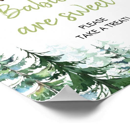 ウッドランドフォレストベビーシャワーベビーは甘い ポスター (角)