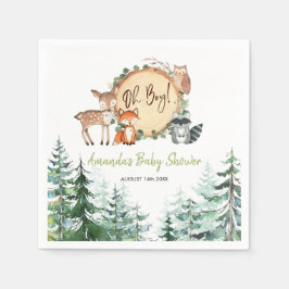ウッドランドフォレストベビーシャワー紙 スタンダードカクテルナプキン