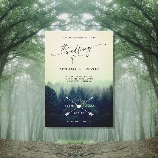 ウッドランドフォレストマウンテンズツリーズ結婚式招待状 招待状