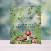 ウッドランドフォレストマッシュルームのスクリプトウェルカムサイン アクリルサイン (ニュートラル)