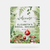 ウッドランドフォレストマッシュルームのスクリプトウェルカムサイン アクリルサイン (正面)