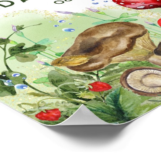 ウッドランドフォレストマッシュルームシダのスクリプトへようこそ ポスター (角)