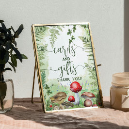 ウッドランドフォレストマッシュルームシダのスクリプトカードギフト ポスター