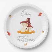 ウッドランドフォレストマッシュルームファースト誕生日 ペーパープレート (正面)