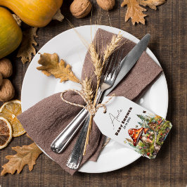 ウッドランドフォレストマッシュルームベイビーシャワー秋感謝してい ギフトタグ