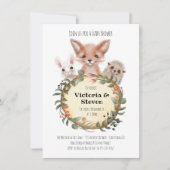 ウッドランドフォレストログベビーシャワー水彩 招待状 (正面)