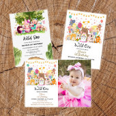 ウッドランドフォレストワイルドワンガール1st誕生日パーティー 招待状