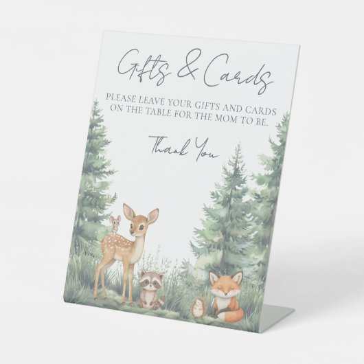 ウッドランドフォレスト動物の赤ちゃんシャワー 台座サイン (正面)