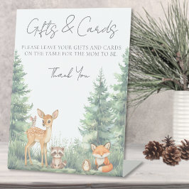 ウッドランドフォレスト動物の赤ちゃんシャワー 台座サイン