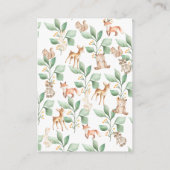 ウッドランドフォレスト動物ベビーおむつラッフル エンクロージャーカード (裏面)